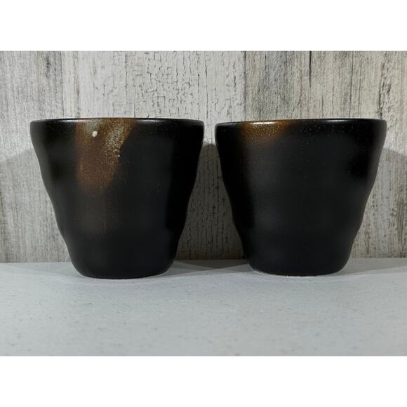 Japanese Ceramic Tea Cups Yunomi Set Two Pair Coffee Brown Beige Mug Vintage‎ - Picture 4 of 12